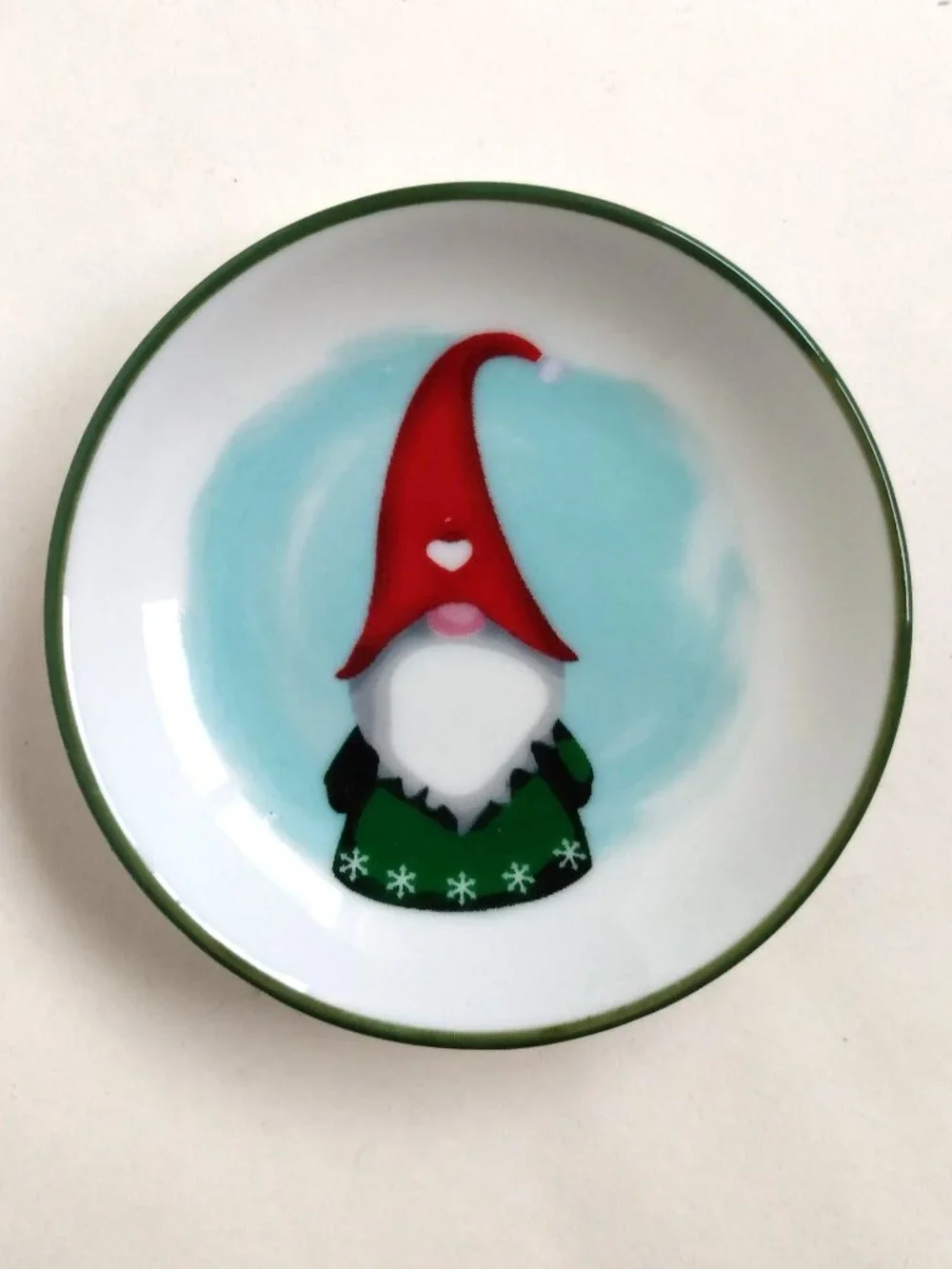Holly Hill Gnome Christmas Ceramic Tea Bag/Tasting Plate 3